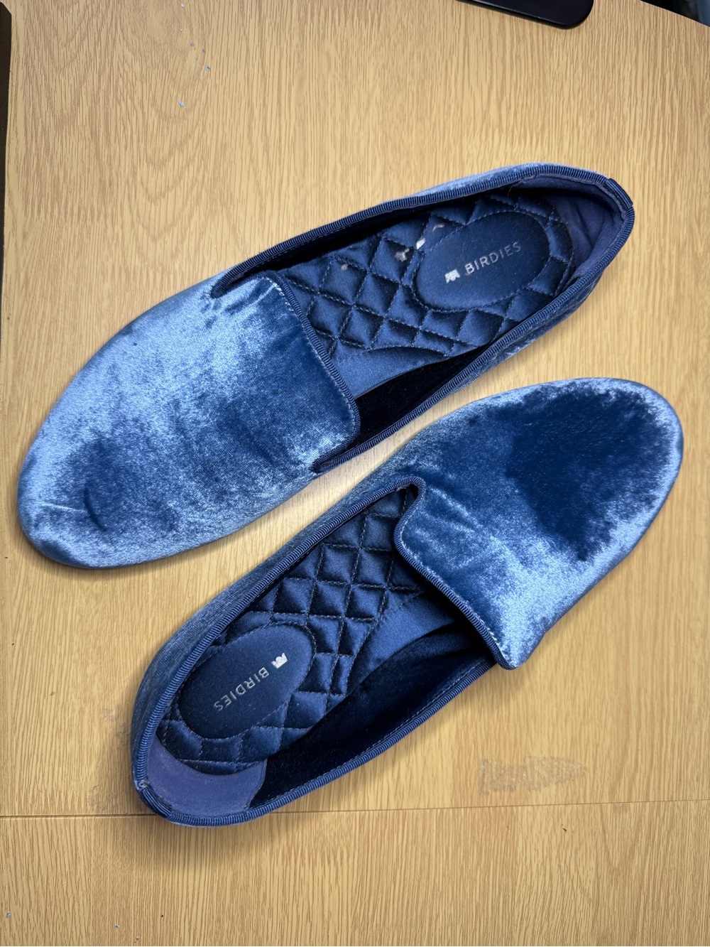 Birdies Blue Velvet Lightly Padded Comfort Shoes Flats Loafers Women’s 9